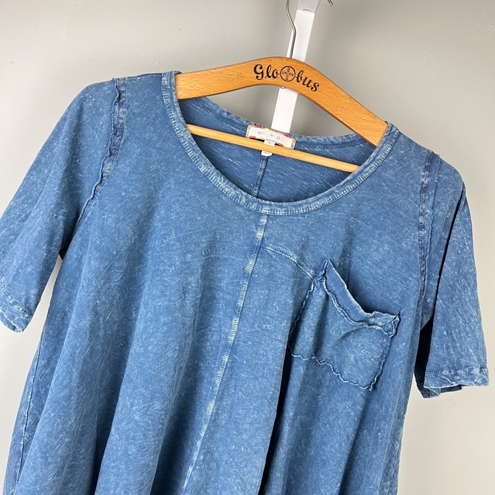 Anthropologie‎ Eri + Ali Swing Pocket T-Shirt Top Womens S Blue Stone Wash